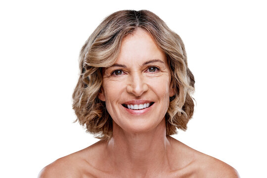 A beautiful mature woman posing against isolated on a transparent PNG background