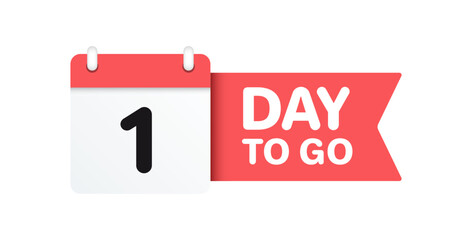 One Day To Go Calendar Icon