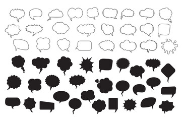 A set of comic speech balloons on white background. Vector Illustration.