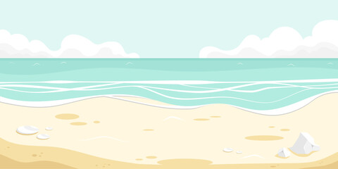 Fototapeta na wymiar Landscape of beautiful beach cartoon scene, Vector illustration
