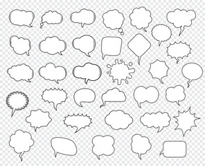 A set of comic speech balloons on white background. Vector Illustration.