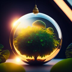 tree growing in light bulb illustration made with generative AI technology