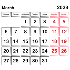 english calendar illustration with copy space for march, png