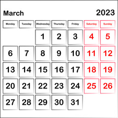 english calendar illustration with copy space for march, png