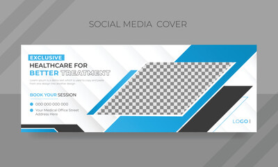 Creative medical health clinic social media Instagram or Facebook cover design template