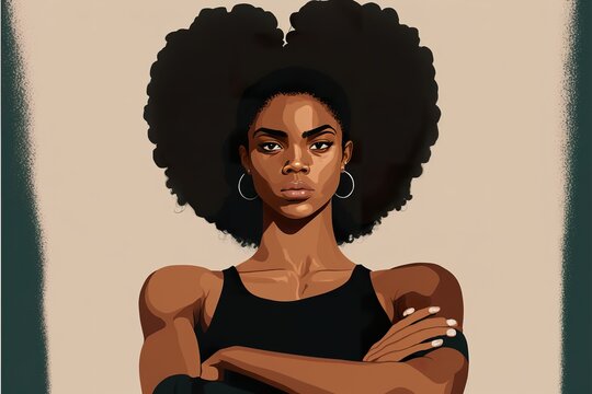 strong independent black woman flat illustration