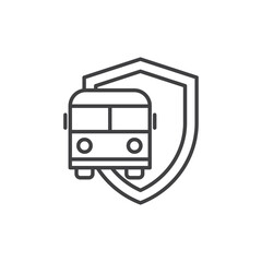 Bus travel insurance line icon. linear style sign for mobile concept and web design