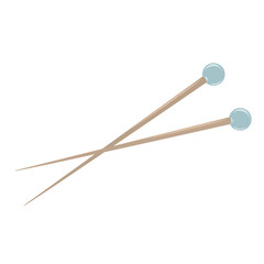 Knitting needles isolated on a white background. Female hobby. Hand drawn vector illustration of knitting supplies, hobby items, leisure time concept