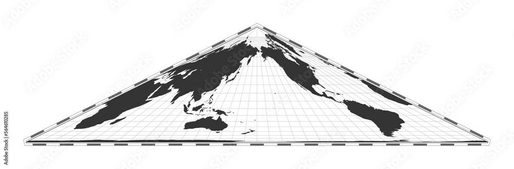 Poster vector world map. collignon equal-area pseudocylindrical projection. plain world geographical map wi