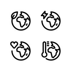 Planet Climate change, Earth thermometer, 40x40 Pixel Perfect, Editable Stroke, Linear