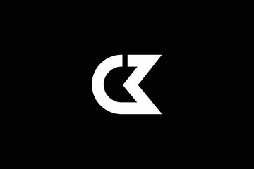 Creative and minimalist initial letter C M logo design template on black background