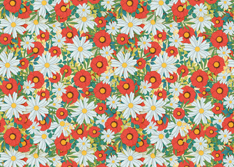 Floral pattern. Wildflowers, folk style, summer flowers