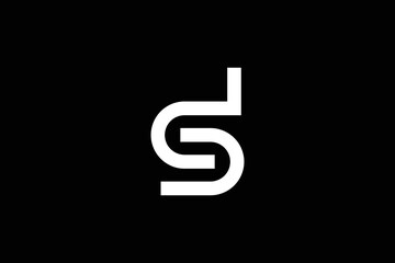 Creative and minimalist initial letter D S logo design template on black background