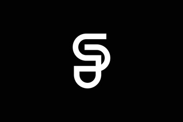 Creative and minimalist initial letter S P logo design template on black background
