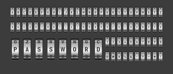 Fototapeta premium Combination code lock and alphabet letters. Vector illustration