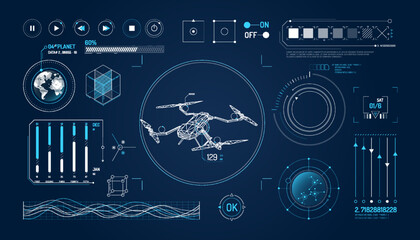 Set of infographic elements about drone and geolocation.