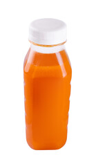 Carrot juice bottle on white background