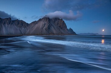 Moon rise over Vesturhorn Eastern Iceland
