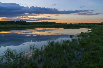 sunset over the lake