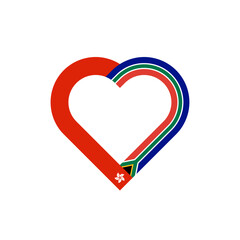 unity concept. heart ribbon icon of hong kong and south africa flags. vector illustration isolated on white background