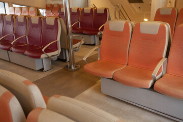 Empty passengers seat in ferry boat