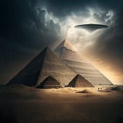 Obraz na płótnie Canvas Aliens and Pyramids on Mars 