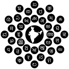 Indian language letters tree with Indian Map
