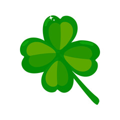 Lucky clover leaf, four isolated on white, for St. Patrick's Day. Vector illustration.
