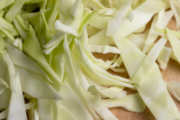 Sliced white cabbage on the table
