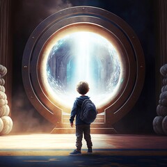 A child entering a portal of multiverse