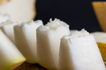 Sliced ripe melon , close up