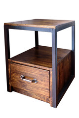 Small wooden table steel legs with drawers