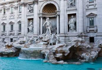 Fontana di Trevi landmark from Rome, Italy, without tourists