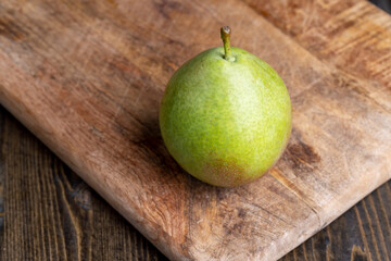 Whole ripe green pears, close up