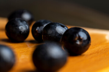 Fresh wet grapes of blue color