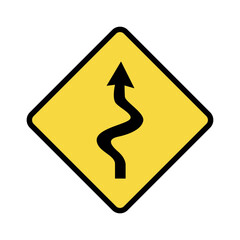 Left winding lane signs, Brazilian traffic sign vector illustration.