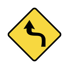  S sharp left turn signs, Brazilian traffic sign vector illustration.