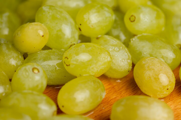 Fresh sweet green grapes, close up