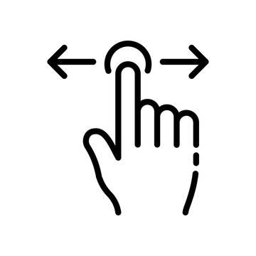Swipe line icon. Hand, knob, slider, finger, arrow, direction, screen, sensor, control, hint, navigation, touchscreen, press, button. technology concept. vector black line icon