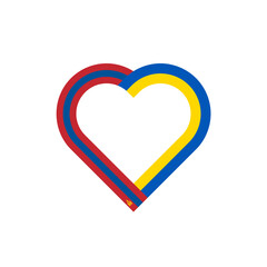 unity concept. heart ribbon icon of mongolia and ukraine flags. vector illustration isolated on white background