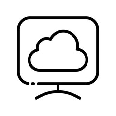 cloud line icon. Cloud storage, computer, application, data, password, exchange, database, remote access, service, artificial intelligence, security. Data warehouse concept. Vector black line icon