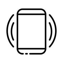 Vibration line icon. Electronics, smartphone, application, protection, antivirus, application, chat, settings, gear, shield, notification. technology concept. Vector black line icon