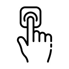 Click flat icons set. Hand, finger, scanner, fingerprint, hold, online, screen, pointer, cursor, control, button, doorbell, navigation, computer, highlight. technology concept. Vector flat icons set