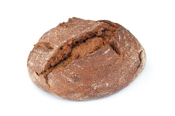 Freshly baked traditional rye bread on white background
