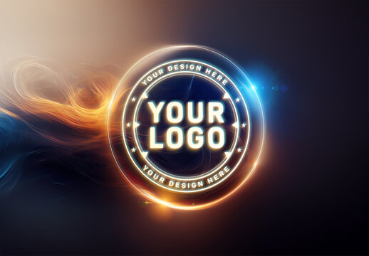 Glowing Logo Mockup with Fire and Blue Halos