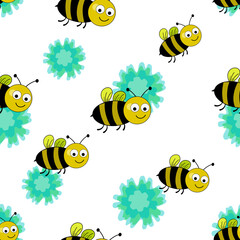 Honey Bee Floral Seamless Texture
