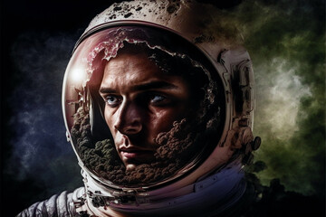 Fototapeta na wymiar generative ai illustration of an astronaut portrait