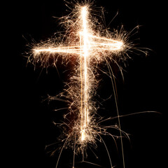Different figures, letters or drawings created at night with flares; infinity symbol, a heart,...