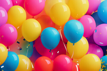 A high-resolution render of a collection of balloons in various shades