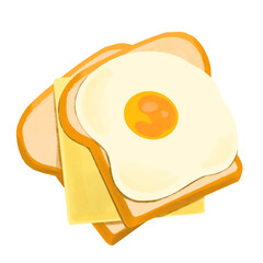 Cheese and egg sandwich hand-drawn illustration